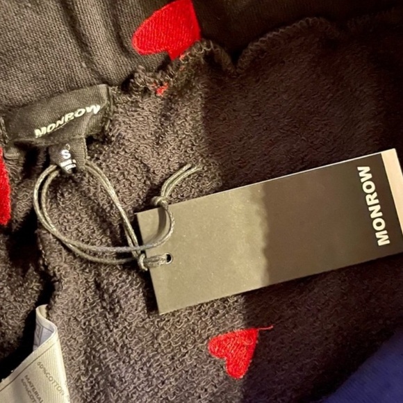 Monrow Heart Embroidered Sweatpants in Black- XS,S - Picture 10 of 10